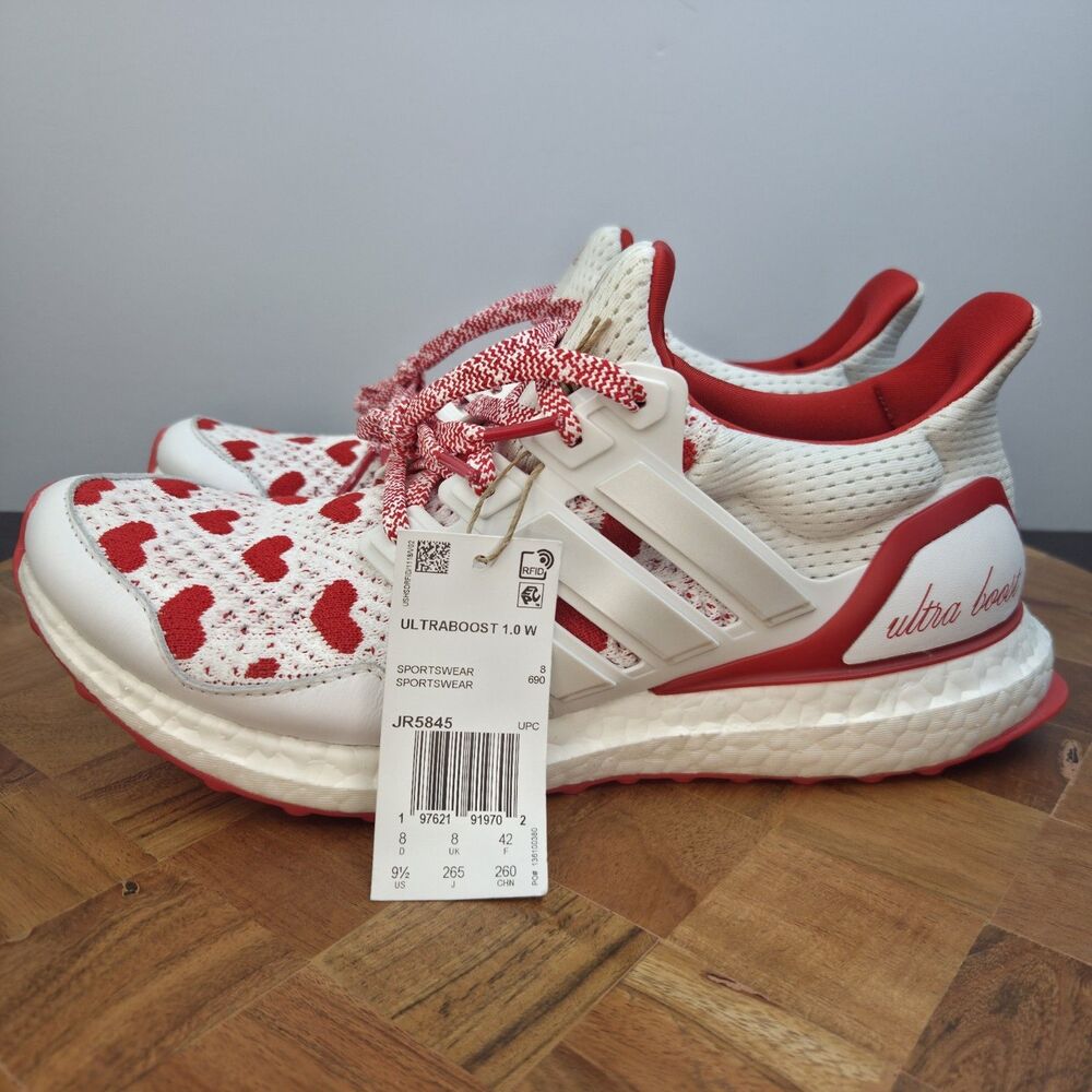 NEW Women’s Adidas Ultra Boost 1.0 Valentine’s Day White Red JR5845 Size 9.5 - Picture 7 of 10